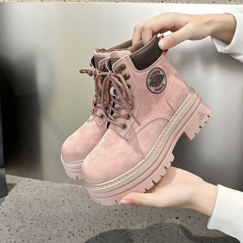 马丁靴女2025秋冬新款厚底内增高