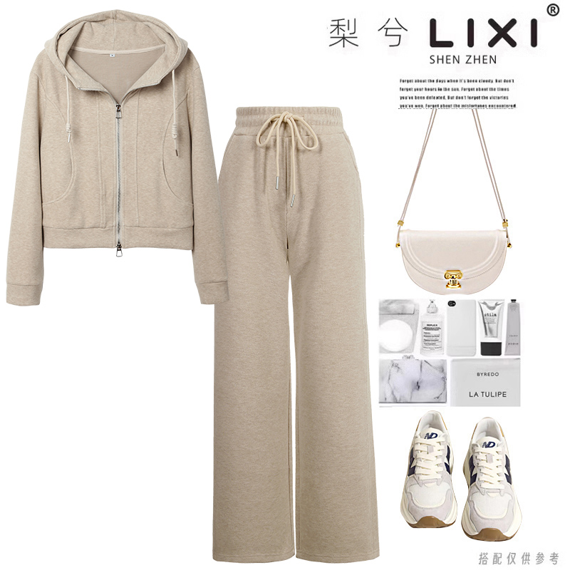 专柜同款秋冬厚款休闲显瘦卫衣外套阔腿长裤两件套一整套运动套装
