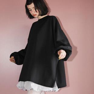 日本小红牌forksy超宽松空气棉造型衫长袖长款纯色T恤