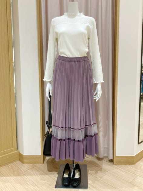 日本恩瓦德会社轻熟系优雅蕾丝罗纹长袖上衣有弹力清仓