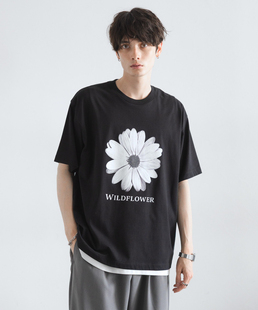 日本潮牌rageblue花朵印花纯棉短袖T恤男女皆可