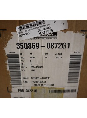 Baldor 35Q869-0872G1 1.5 惠普 1425 RPM 全新电机库存 G160