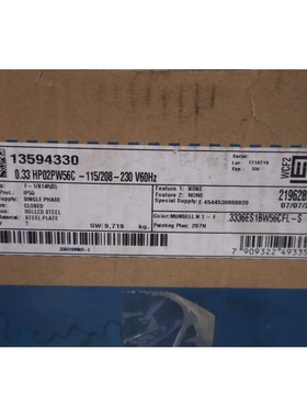 全新 WEG 0.33 HP02PW56C-115/208-230V 60HZ IP55 .3336ES1BW56C