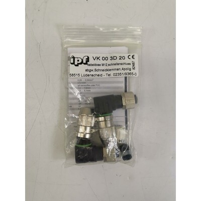 IPF VK003D20 M12 Stecker Kabeldose 2er Packung NEU
