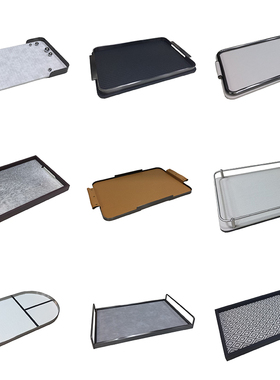 现代软装皮革金属托盘样板间客厅茶几餐桌书房桌面收纳装饰品摆件