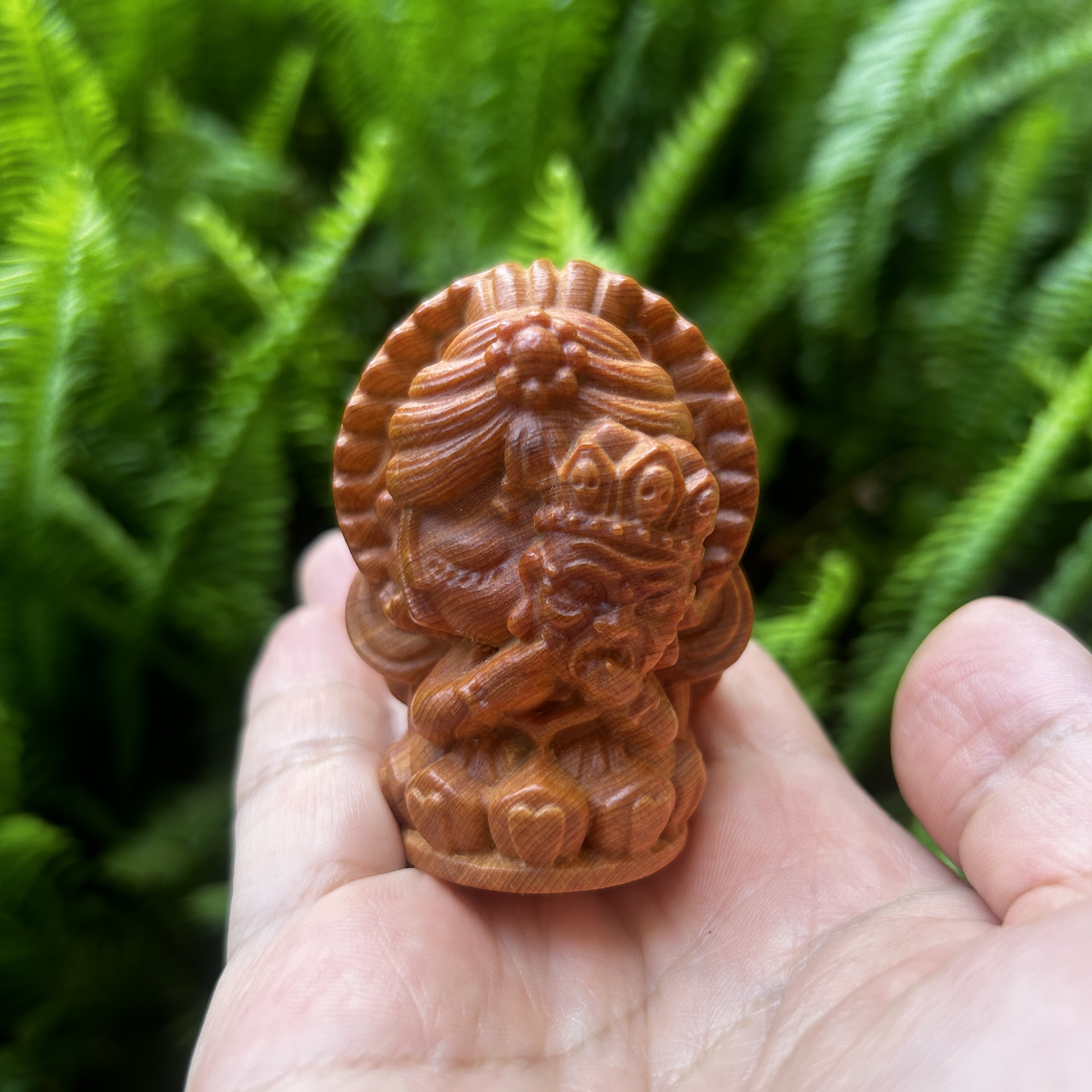天然高油老料崖柏木雕刻扎基拉姆手把件可爱神像佛像招财文玩摆件