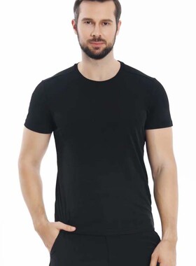 CARAVA喀尔沃男春夏弹力透气轻薄圆领速干短袖T恤纯色百搭820235