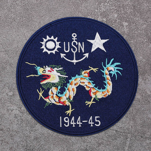 WWII二战中美抗日轰炸机中队臂章恶龙徽章军迷刺绣飞虎队夹克胸章