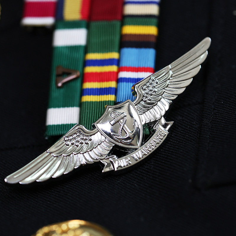 银色USNAVY飞行章航空作战资格章礼服常服伞降章军事礼品徽章肩章