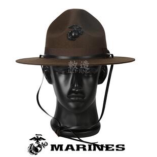 美国海军陆战队教官帽西部牛仔帽羊毛呢大檐帽子羊毛礼帽礼服帽