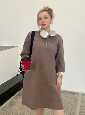 【CMOD】oversize T恤裙圆领宽大直筒遮肉纸片人连衣裙