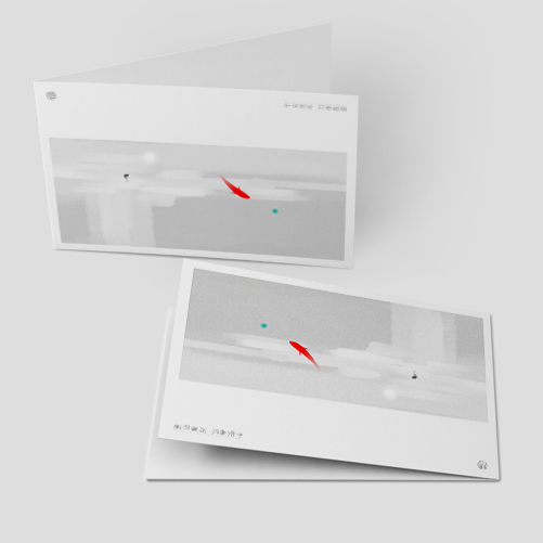 njsb7节日惊喜结婚春节创意明信片定制复古中式新年贺卡山水画