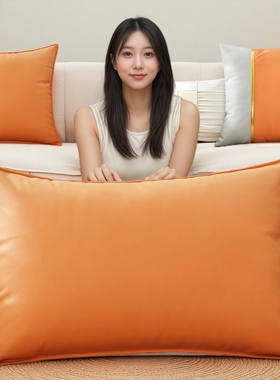 科技布升级猫抓布抱枕客厅沙发轻奢靠垫橙色黄色大靠枕靠背垫定制