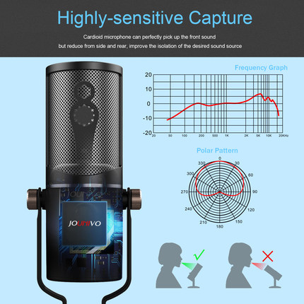 JOUNIVO录音专用麦克风USB 降噪电容麦台式录音电竞直播录歌用
