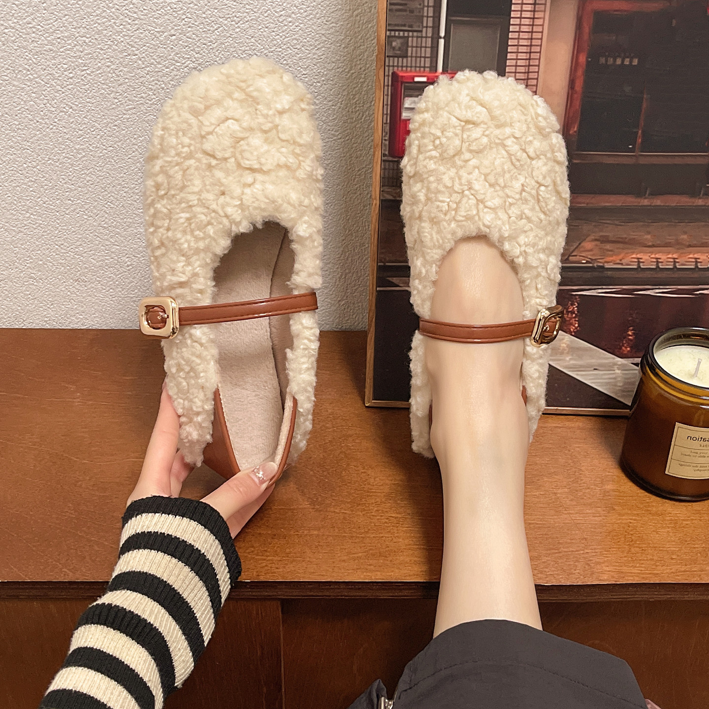 韩版圆头加绒棉鞋2025年冬季新款