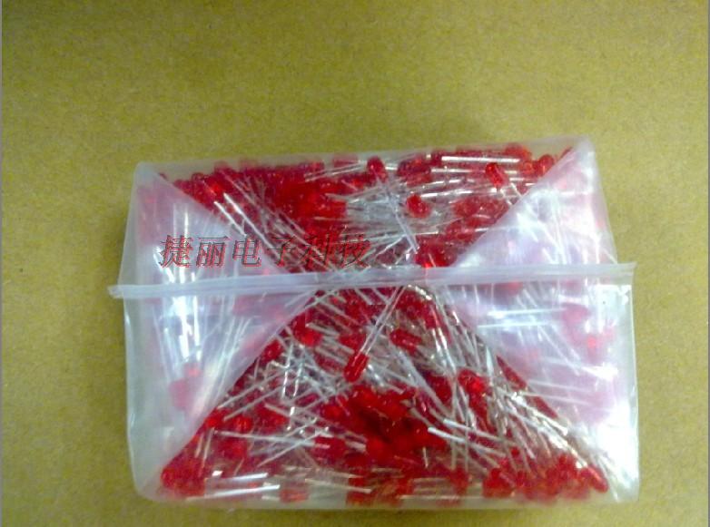 发光二极管 F3MM 红发红光 有边 长脚高亮 LED灯珠 1包=1000个