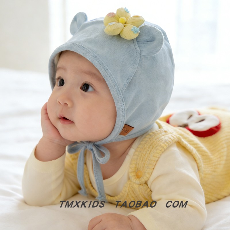 婴儿帽子春秋季可爱小花系带护耳帽男女宝宝套头帽韩系保暖出游帽,童装/婴儿装/亲子装,帽子,淘宝优惠券,粉丝福利购,淘宝优惠卷