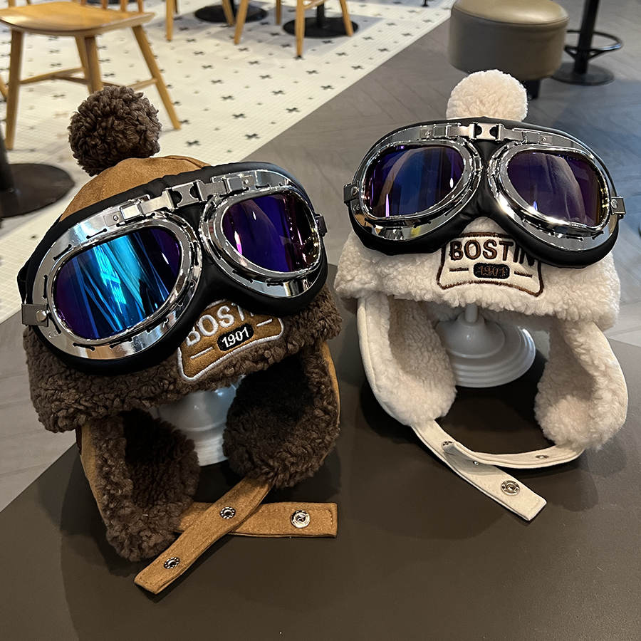 新款儿童帽子秋冬季男童雷锋帽毛绒保暖男宝宝加厚哈雷眼镜护耳帽