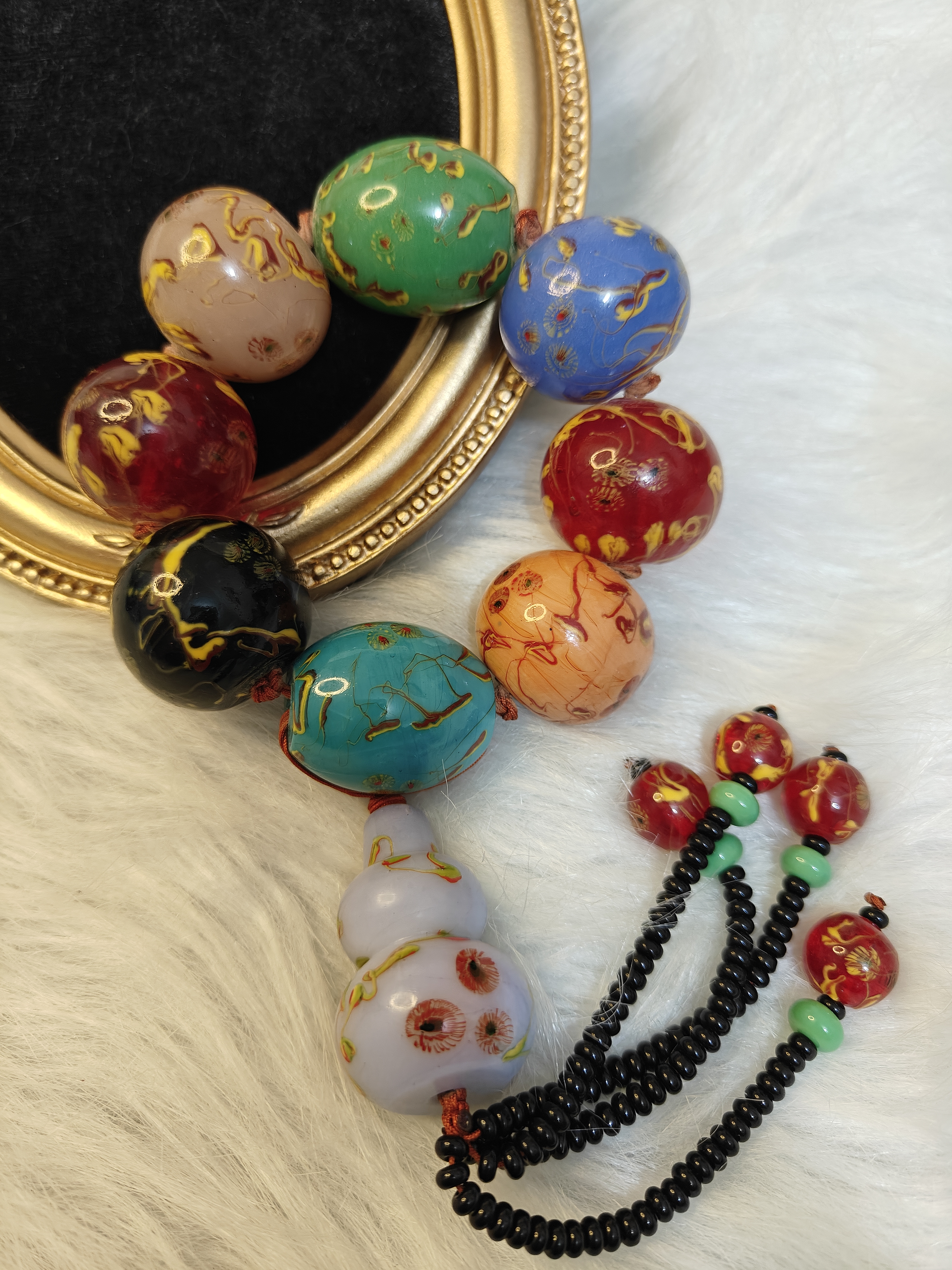 百年老料淄博凤眼琉璃手持卡大尺寸30+珍藏琉璃饰品可盘玩收藏