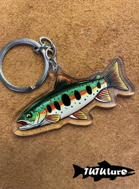 原创路亚飞钓周边 鳟鱼亚克力钓鱼钥匙链个性挂件 礼物 店主亲绘