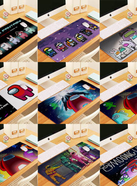 Among us游戏 40X90X0.3锁边加厚键盘垫 鼠标垫创意个性办公桌
