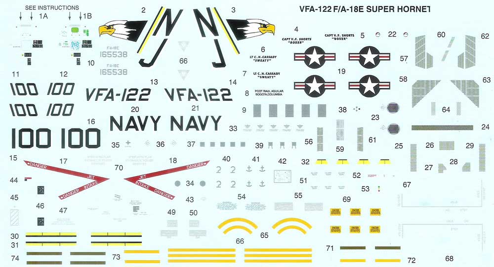 天地模型 1/48美国空军 F-18 F/A-18超级大黄蜂战机用标志水贴