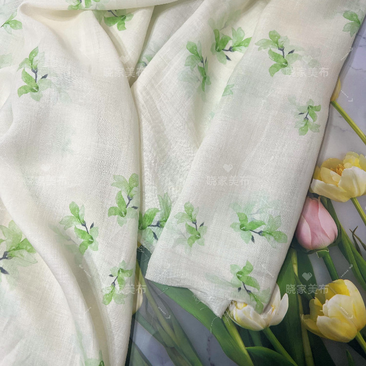 素月 晓家42支纯苎麻布料清新旗袍连衣裙半身裙汉服夏季服装面料