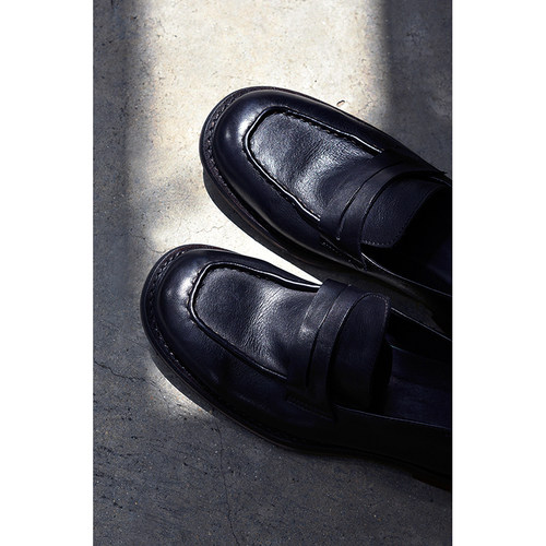 vibe手作中古乐福鞋洗水牛皮便鞋