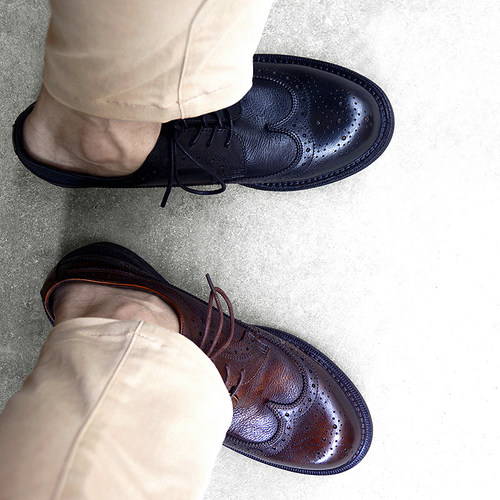 四季通勤商务休闲中古雕花德比鞋