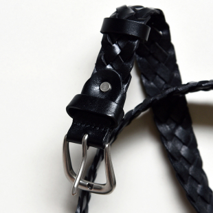 男女休闲百搭 鞣制牛皮针扣细腰带 宽2.8 yucoogu®编织小皮带 新