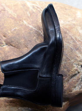 女子手工靴 Chelsea boots 昱谷®小牛皮中古切尔西靴 固特异短靴