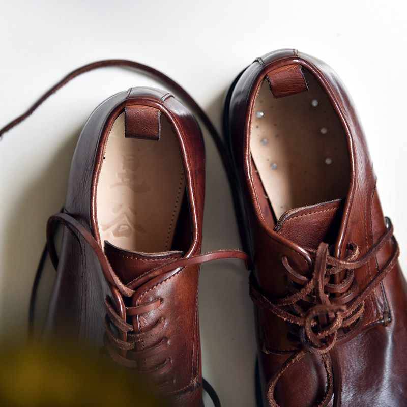 毒物 昱谷03素面水染牛皮固特异德比鞋 饱满小尖头derby手工皮鞋