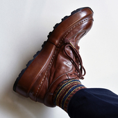 昱谷®重磅洗水马皮vintage老爹鞋 元 祖德训板鞋 3D厚底增高5cm