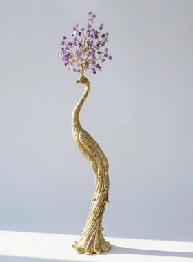 【本尼家】HY223现代轻奢装饰孔雀树饰品客厅电视柜桌面玄关摆件