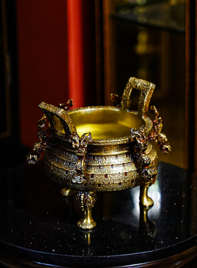 【本尼家】中式仿古铜香炉六兽三足鼎开业礼装饰家居玄关条案摆件