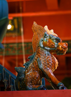 【本尼家】SX15非遗好物山西琉璃瓷《三彩麒麟》仿古装饰桌面摆件