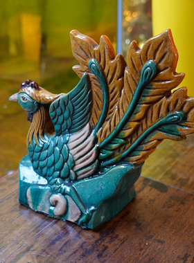 【本尼家】SX04非遗好物山西琉璃瓷《琉璃凤凰》仿古装饰桌面摆件