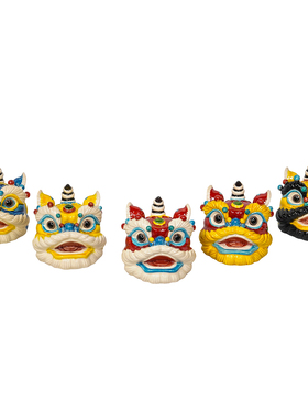 【本尼家】YJ50小号新中式非遗交趾陶醒狮头家居玄关茶台桌面摆件