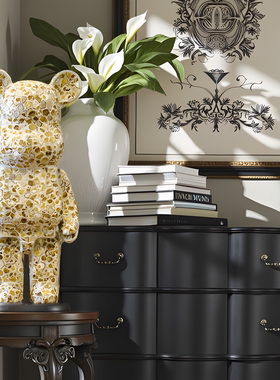 【本尼家】暴力熊手工贴浅豹纹瓷片装饰户外客厅玄关落地摆件