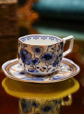 【本尼家】新中式青花咖啡杯骨瓷杯碟套装家用下午茶茶桌装饰
