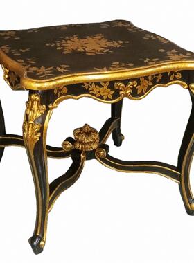 【本尼家】YS109法式中国风仿古刮花黑彩绘花卉图案角几