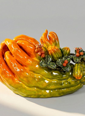 石湾陶瓷佛手瓜手工艺摆件