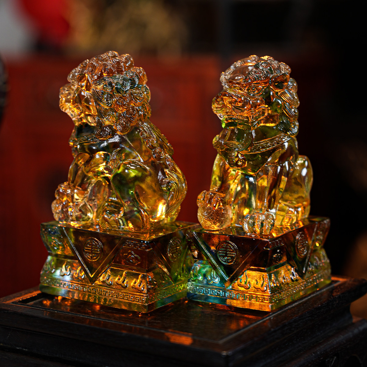 【本尼家】LL25非遗好物古法琉璃一对狮子装饰客厅招财玄关摆件,家居饰品,桌面摆件,淘宝优惠券,粉丝福利购,淘宝优惠卷