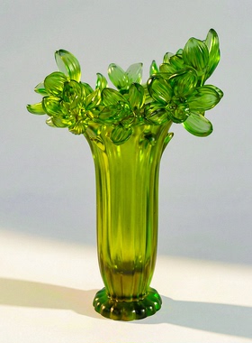 【本尼家】LL7非遗好物琉璃绿色水仙花瓶餐桌摆件客厅插花瓶礼物