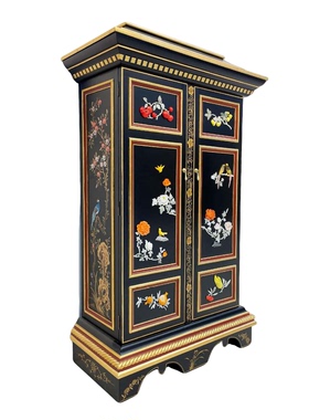 【本尼家】TS54新中式滑石镶嵌手绘漆画玄关柜储物柜110*50*176cm