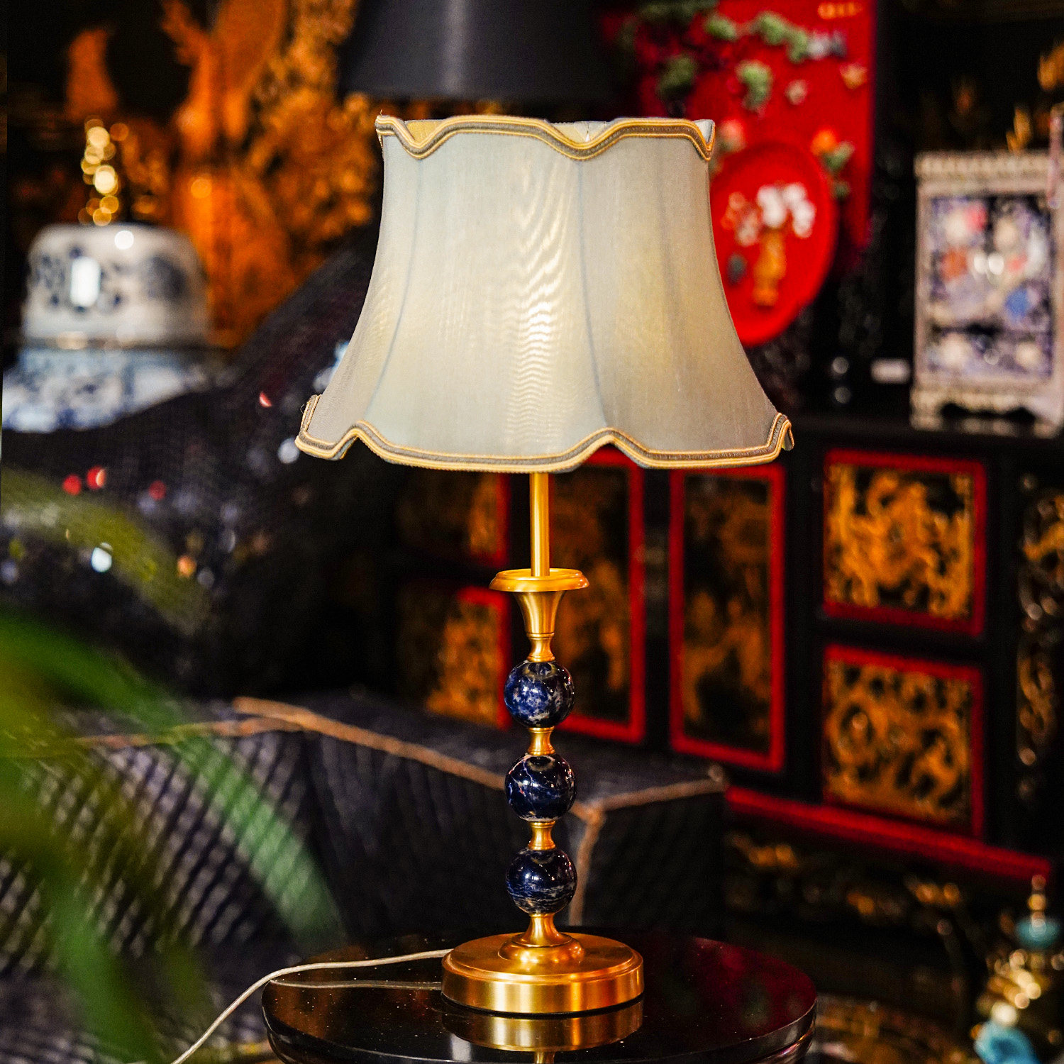 【本尼家】T174法式复古铜加雨林石台灯创意客厅床头装饰,家居饰品,装饰摆件,淘宝优惠券,粉丝福利购,淘宝优惠卷