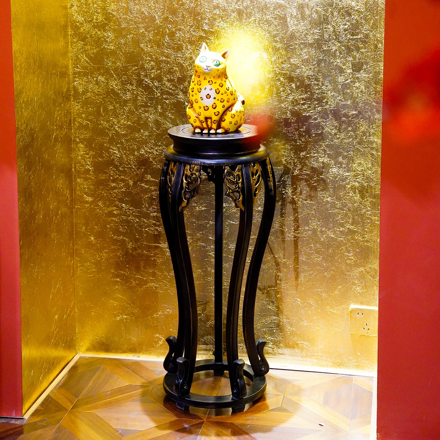 【本尼家】CT02新中式圆形实木置物架客厅阳台简约古典边几花架