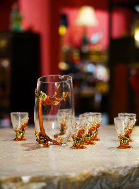 【本尼家】JN12创意高颜一路有你白酒具九件套珐琅彩工艺装饰摆件