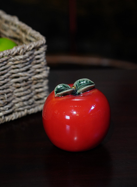 【本尼家】AM92非遗手工石湾陶瓷苹果客厅摆设乔迁创意玄关摆件