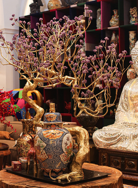 【本尼家】现代轻奢高档装饰黄铜紫水晶树酒店大堂别墅大摆件